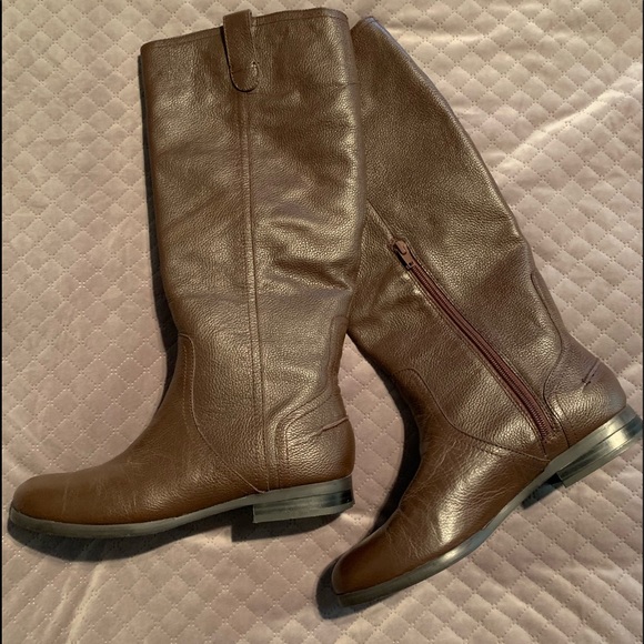 Halston Heritage Shoes - Brown Pebble Leather Ridding Boots